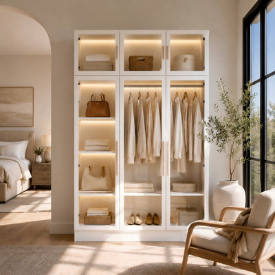 Ivy Bronx Six-Door Three-Drawer Closet System With Light & Reviews